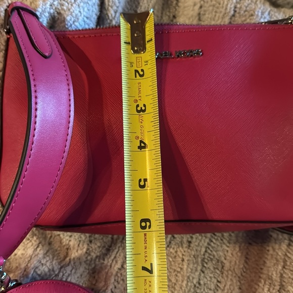 Michael Kors Bright Pink Cross Body Bag /20” strap drop/ 2 detachable sm bags - Picture 9 of 14